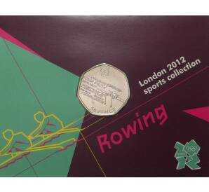 50 пенсов 2011 года Великобритания «XXX летние Олимпийские Игры в Лондоне — Академическая гребля» (в блистере) — Фото №1