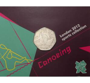 50 пенсов 2011 года Великобритания «XXX летние Олимпийские Игры в Лондоне — Гребля на байдарках и каноэ» (в блистере) — Фото №1