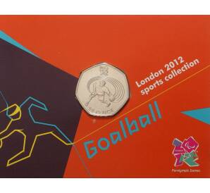50 пенсов 2011 года Великобритания «XIV летние Паралимпийские игры в Лондоне — Голбол» (в блистере) — Фото №1