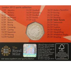 50 пенсов 2011 года Великобритания «XIV летние Паралимпийские игры в Лондоне — Настольный теннис» (в блистере) — Фото №2