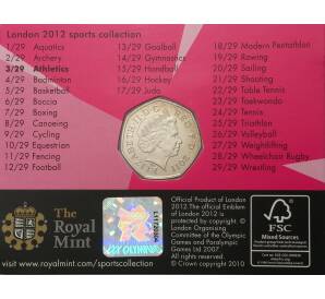 50 пенсов 2011 года Великобритания «XXX летние Олимпийские Игры в Лондоне — Лёгкая атлетика» (в блистере) — Фото №2