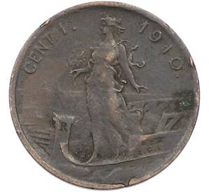 1 чентезимо 1910 года Италия — Фото №1