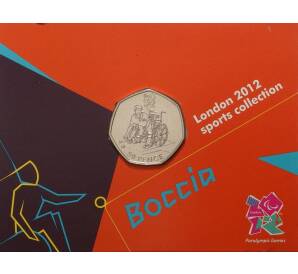 50 пенсов 2011 года Великобритания «XIV летние Паралимпийские игры в Лондоне — Бочче» (в блистере) — Фото №1