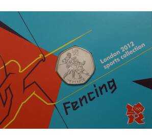 50 пенсов 2011 года Великобритания «XXX летние Олимпийские Игры в Лондоне — Фехтование» (в блистере) — Фото №1