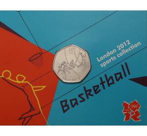 50 пенсов 2011 года Великобритания «XXX летние Олимпийские Игры в Лондоне — Баскетбол» (в блистере) — Фото №1