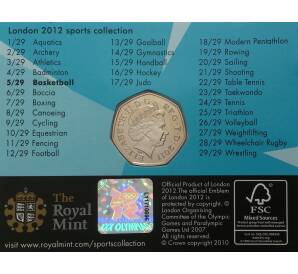 50 пенсов 2011 года Великобритания «XXX летние Олимпийские Игры в Лондоне — Баскетбол» (в блистере) — Фото №2