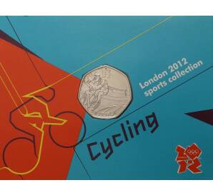 50 пенсов 2011 года Великобритания «XXX летние Олимпийские Игры в Лондоне — Велоспорт» (в блистере) — Фото №1