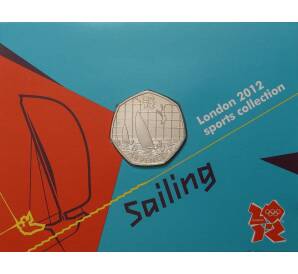 50 пенсов 2011 года Великобритания «XXX летние Олимпийские Игры в Лондоне — Парусный спорт» (в блистере) — Фото №1