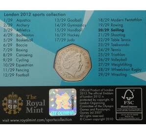 50 пенсов 2011 года Великобритания «XXX летние Олимпийские Игры в Лондоне — Парусный спорт» (в блистере) — Фото №2