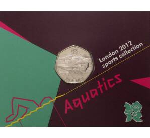 50 пенсов 2011 года Великобритания «XXX летние Олимпийские Игры в Лондоне — Плавание» (в блистере) — Фото №1