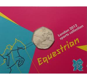 50 пенсов 2011 года Великобритания «XXX летние Олимпийские Игры в Лондоне — Конный спорт» (в блистере) — Фото №1