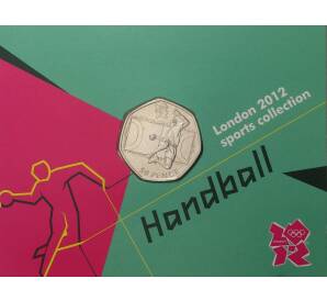 50 пенсов 2011 года Великобритания «XXX летние Олимпийские Игры в Лондоне — Гандбол» (в блистере) — Фото №1