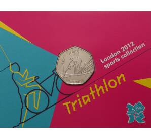 50 пенсов 2011 года Великобритания «XXX летние Олимпийские Игры в Лондоне — Триатлон» (в блистере) — Фото №1