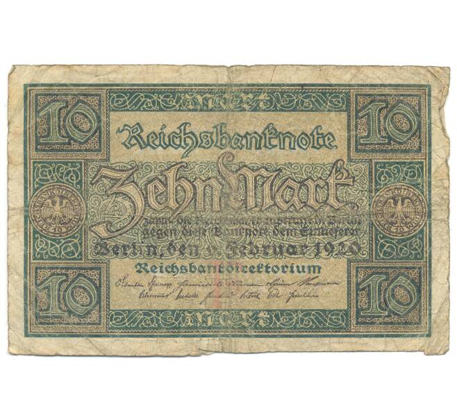 Банкнота 10 марок 1920 года Германия (Артикул B2-5248)
