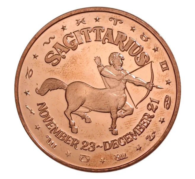 Монета 1 унция чистой меди «Знак зодиака — Стрелец» (Артикул M2-35630)