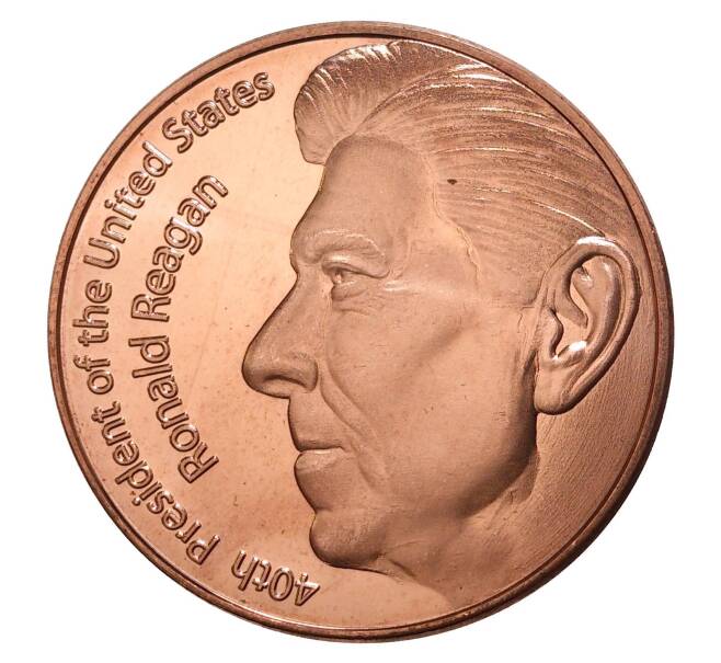 Монета 1 унция чистой меди «40-й президент США Рональд Рейган» (Артикул M2-35633)
