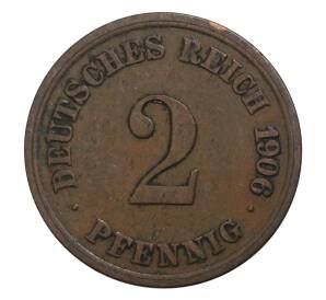 2 пфеннига 1906 года F Германия — Фото №1