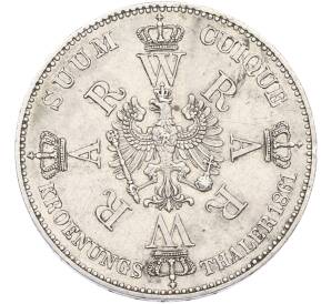 1 талер 1861 года Пруссия «Коронация Вильгельма I и Августы» — Фото №2