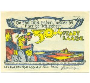 50 пфеннигов 1922 года Германия — город Лаге (Нотгельд) — Фото №1