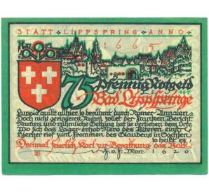 75 пфеннигов 1921 года Германия — город Бад-Липпшпринге (Нотгельд) — Фото №2