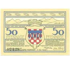 50 пфеннигов 1921 года Германия — город Бад-Хоннеф (Нотгельд) — Фото №2