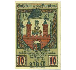 10 пфеннигов 1921 года Германия — город Бернбург (Нотгельд) — Фото №2