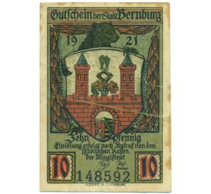 10 пфеннигов 1921 года Германия — город Бернбург (Нотгельд) — Фото №2