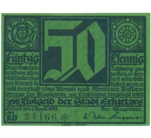 50 пфеннигов 1921 года Германия — город Эрфурт (Нотгельд) — Фото №2