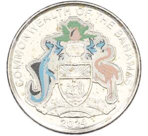25 центов 2024 года Багамские острова «50 лет Центральному банку Багамских Островов» — Фото №2