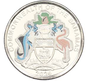 25 центов 2024 года Багамские острова «50 лет Центральному банку Багамских Островов» — Фото №2