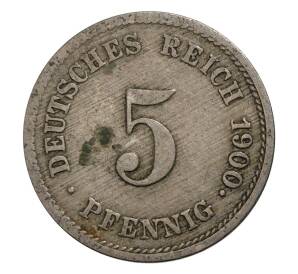 5 пфеннигов 1900 года J Германия — Фото №1