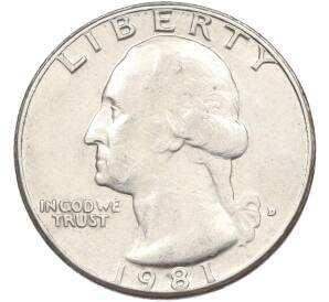 1/4 доллара (25 центов) 1981 года D США — Фото №1