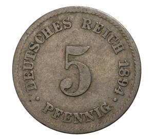 5 пфеннигов 1894 года J Германия — Фото №1