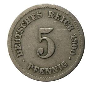 5 пфеннигов 1900 года F Германия — Фото №1