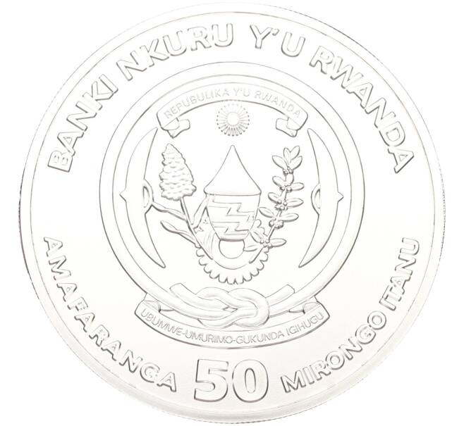 Монета 50 франков 2014 года Руанда «Африканская унция — Импала» (Артикул: K10-14456) — Фото №2
