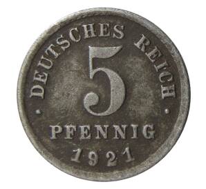 5 пфеннигов 1921 года F Германия — Фото №1