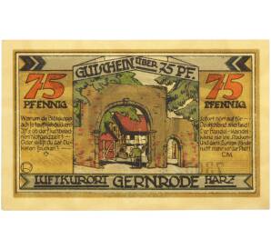 75 пфеннигов 1921 года Германия — город Гернроде (Нотгельд) — Фото №1