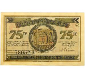 75 пфеннигов 1921 года Германия — город Гернроде (Нотгельд) — Фото №2