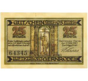 25 пфеннигов 1921 года Германия — город Гернроде (Нотгельд) — Фото №2