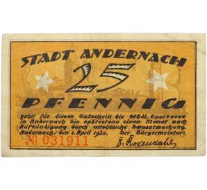 25 пфеннигов 1920 года Германия — город Андернах (Нотгельд) — Фото №2