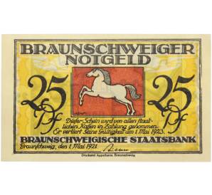 25 пфеннигов 1921 года Германия — город Брауншвейг (Нотгельд) — Фото №1