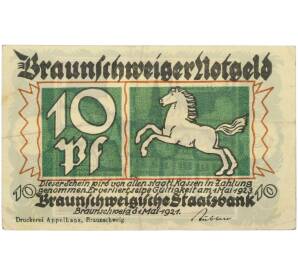 10 пфеннигов 1921 года Германия — город Брауншвейг (Нотгельд) — Фото №1
