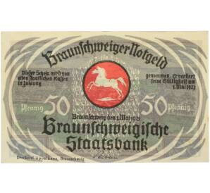 50 пфеннигов 1921 года Германия — город Брауншвейг (Нотгельд) — Фото №1