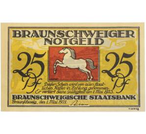 25 пфеннигов 1921 года Германия — город Брауншвейг (Нотгельд) — Фото №1