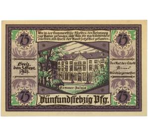 75 пфеннигов 1921 года Германия — город Грайц (Нотгельд) — Фото №2