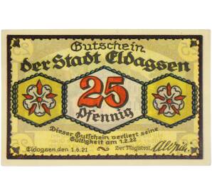 25 пфеннигов 1921 года Германия — город Эльдагзен (Нотгельд) — Фото №2