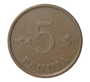 5 пенни 1963 года Финдяндия — Фото №2
