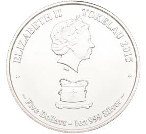 5 долларов 2015 года Токелау «Большая белая акула» — Фото №2