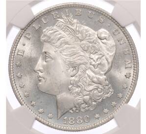 1 доллар 1880 года S США «Доллар Моргана» в слабе NGC (MS64) — Фото №1