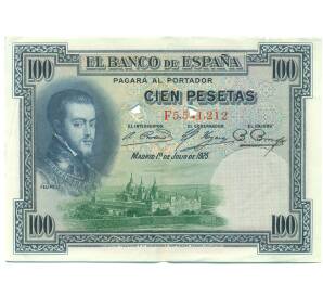 100 песет 1925 года Испания (Гашение) — Фото №1